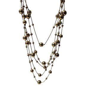 Elegant Gold Tone Beaded Necklace Multi-Layer Classic Fashion Jewelry Women